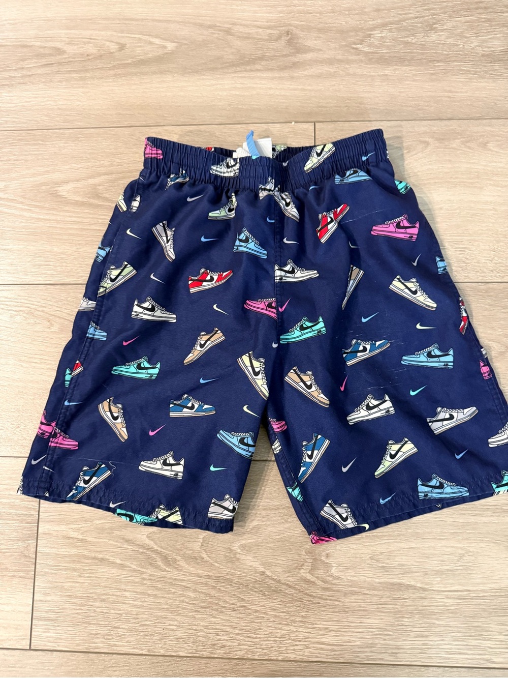 Nike Navy Athletic Shorts with Multicolor Sneaker Print
